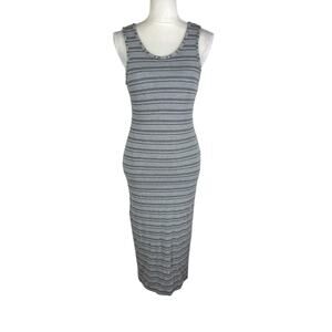 Marine Layer Lexi Daytime Striped Knit Grey Tank Midi Dress Lined Size Small